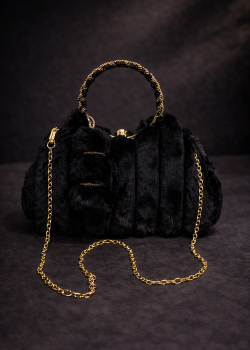 Moderne Handtasche mit langer Metallkette 989 - Schwarz