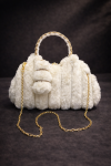 Stylish Handbag with Long Metal Chain 989 - ecru