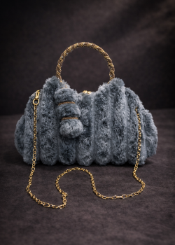 Moderne Handtasche mit langer Metallkette 989 - Anthrazit