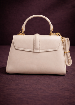 Elegante Handtasche mit langem Lederriemen 990 - Beige