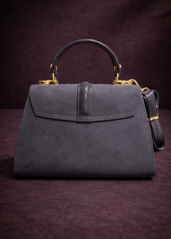 Elegante Handtasche mit langem Lederriemen 990 - Grau