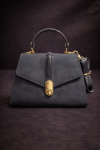 Elegant Handbag with Long Leather Strap 990 - gray