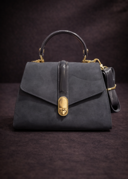 Elegante Handtasche mit langem Lederriemen 990 - Grau