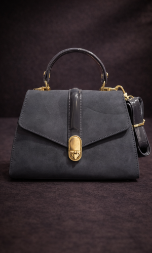 Elegant Handbag with Long Leather Strap 990 - gray