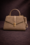 Elegant Handbag with Long Leather Strap 990 - ivory