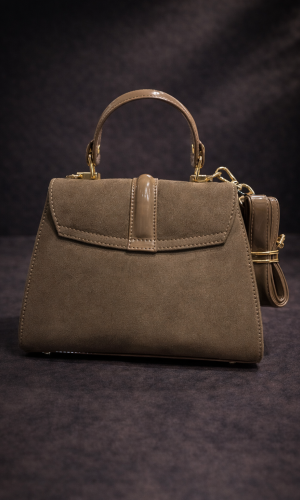 Elegant Handbag with Long Leather Strap 990 - ivory