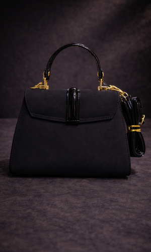 حقيبة يد راقية بحزام جلدي طويل 990 - اسود