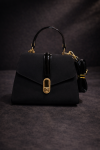 Elegant Handbag with Long Leather Strap 990 - black