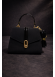 Elegant Handbag with Long Leather Strap 990 - black