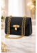 Elegante Handtasche mit langer Metallkette 991  - Schwarz