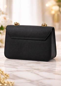 Elegante Handtasche mit langer Metallkette 991  - Schwarz