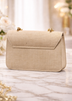 حقيبة يد راقية بسلسلة معدنية طويلة 991  - بيج