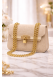 Elegante Handtasche mit langer Metallkette 991  - Beige