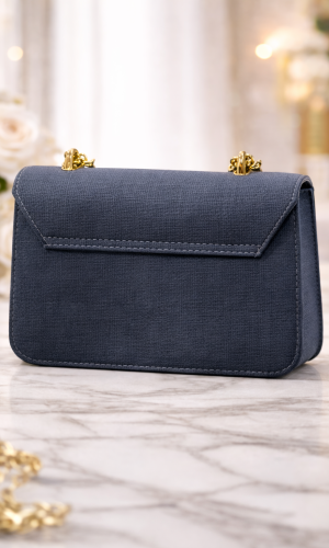 Sophisticated Handbag with Long Metal Chain 991  - denim blue/jean blue
