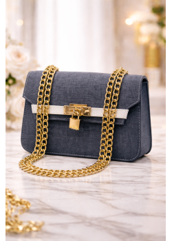 حقيبة يد راقية بسلسلة معدنية طويلة 991  - جينز