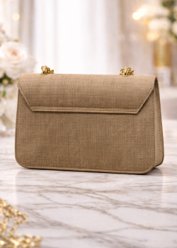 Elegante Handtasche mit langer Metallkette 991  - Mausgrau