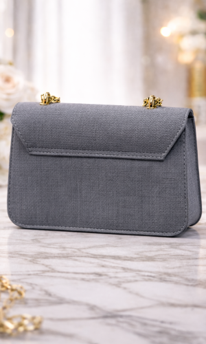 Sophisticated Handbag with Long Metal Chain 991  - Anthracite