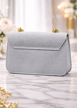 Elegante Handtasche mit langer Metallkette 991  - Grau