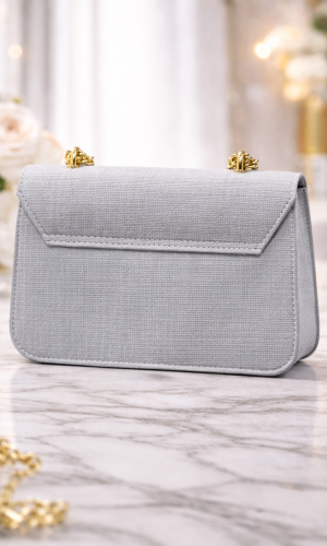 Elegante Handtasche mit langer Metallkette 991  - Grau