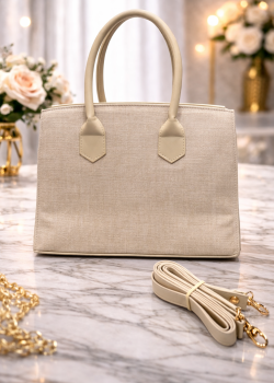 Praktische Leder-Umhängetasche mit langem Gurt 992 - Beige