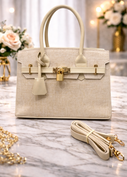 Praktische Leder-Umhängetasche mit langem Gurt 992 - Beige