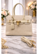 Practical Leather Crossbody Bag with Long Strap 992 - beige