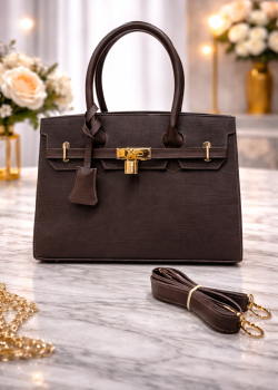 Praktische Leder-Umhängetasche mit langem Gurt 992 - Braun