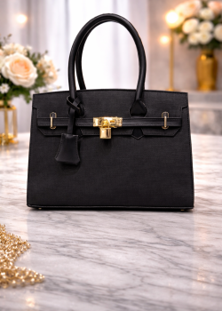 Praktische Leder-Umhängetasche mit langem Gurt 992 - Schwarz