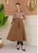 Hooded Belted Hijab Parachute Topcoat 1229 - Beige