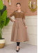 Hooded Belted Hijab Parachute Topcoat 1229 - tan