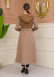 Hooded Belted Hijab Parachute Topcoat 1229 - tan