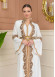 Altın işlemli  kaftan Abiye Elbise 4110 - Beyaz