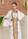 Altın işlemli  kaftan Abiye Elbise 4110 - Beyaz