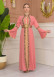Altın işlemli  kaftan Abiye Elbise 4110 - Pembe