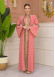 Altın işlemli  kaftan Abiye Elbise 4110 - Pembe