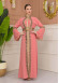 Altın işlemli  kaftan Abiye Elbise 4110 - Pembe