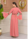 Altın işlemli  kaftan Abiye Elbise 4110 - Pembe