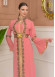 Altın işlemli  kaftan Abiye Elbise 4110 - Pembe