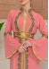Altın işlemli  kaftan Abiye Elbise 4110 - Pembe