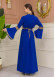 Altın işlemli  kaftan Abiye Elbise 4110 - Mavi