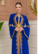 Altın işlemli  kaftan Abiye Elbise 4110 - Mavi