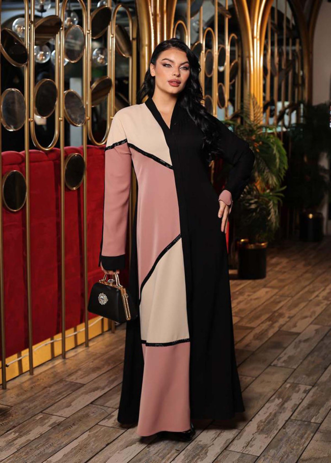 Tesettürlü iki Renkli Farsan Abaya 691 - Pembe