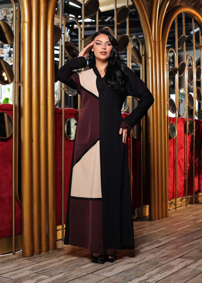 Modest Two-Tone Farsan Abaya 691 - purpul