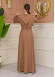 Hooded Abaya with Detachable Belt 686 - beige
