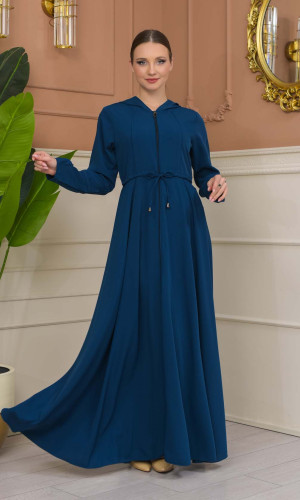 عباية برادا بكبيشون ثابت وكمر قابل للإزالة 686 - تركواز