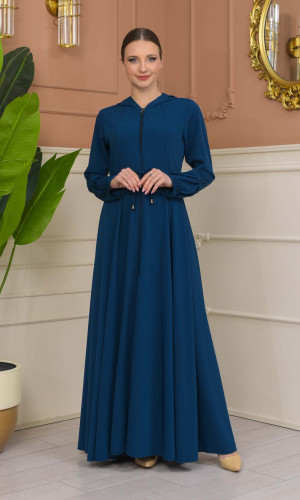 عباية برادا بكبيشون ثابت وكمر قابل للإزالة 686 - تركواز