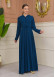 Hooded Abaya with Detachable Belt 686 - turquoise