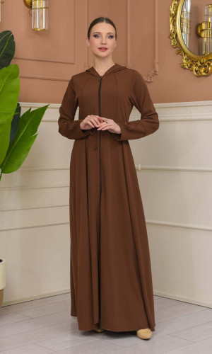 عباية برادا بكبيشون ثابت وكمر قابل للإزالة 686 - ترابي