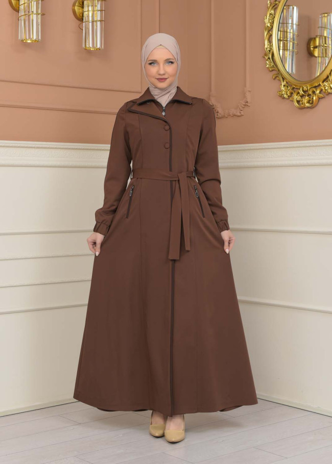 Modest Topcoat With Buttoned Detail 1230 - tan