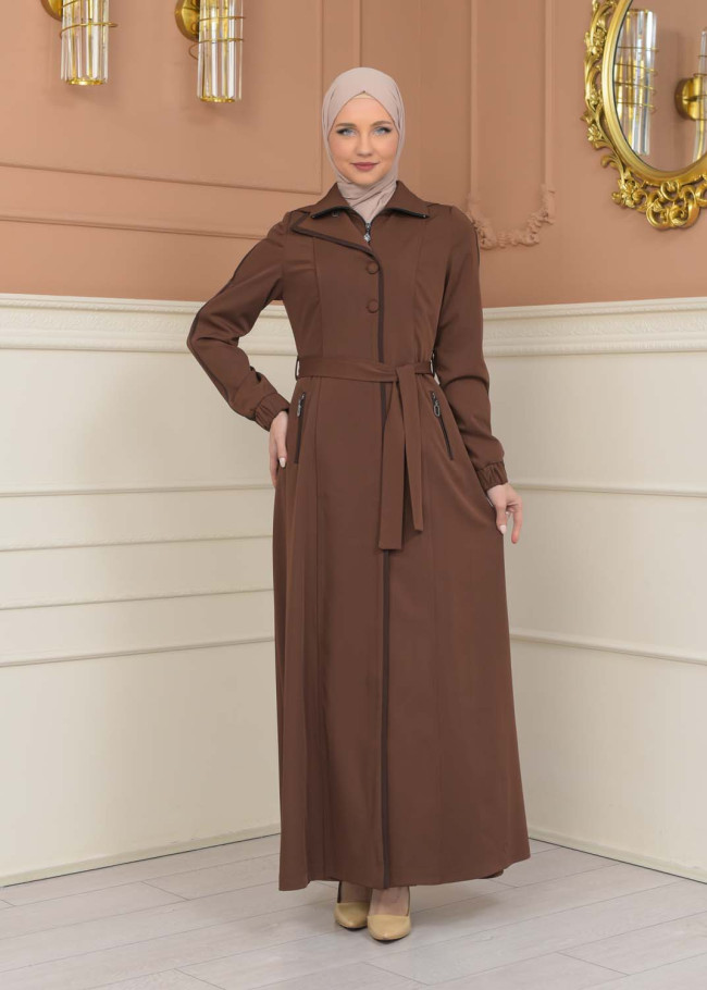Modest Topcoat With Buttoned Detail 1230 - tan